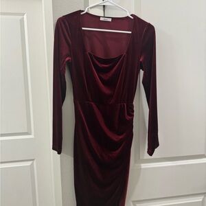 Elegant Burgundy Velvet Dress